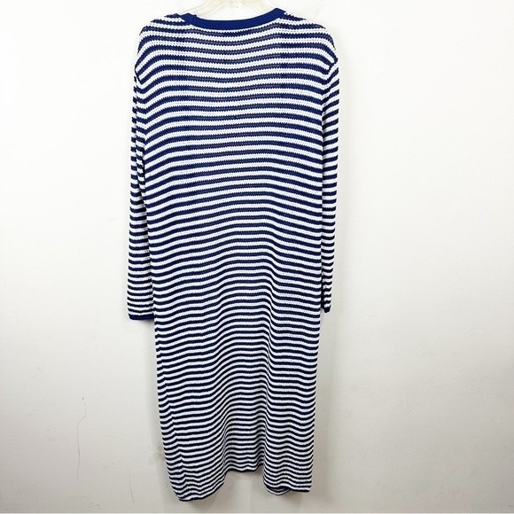 Zara Striped Knit Long Cardigan Sweater Dress Navy/White blogger’s favorite - Picture 7 of 7